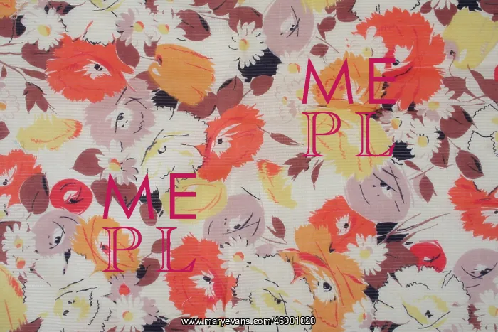 : Autumunal flower print fabric, white outlined : Autumunal flower print fabric, white outlined