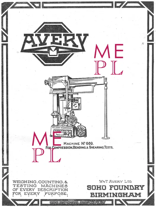 : Avery Machine No 669 For Compression : Avery Machine No 669 For Compression
