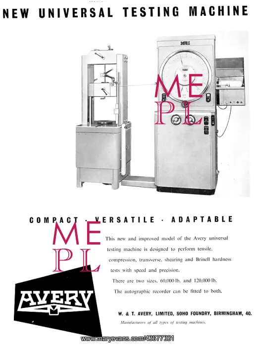 : Avery Universal Testing Machine - Brinell Hardness Test : Avery Universal Testing Machine - Brinell Hardness Test