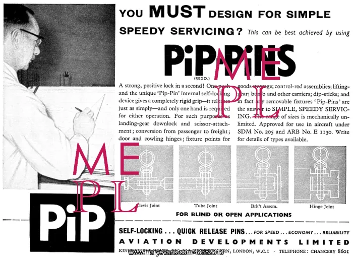 : Aviation Developments. Avdel Riveting System. Pip-Pins : Aviation Developments. Avdel Riveting System. Pip-Pins
