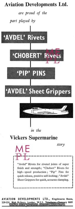  : Aviation Developments Avdel Rivets, Chobert, Pip Pins