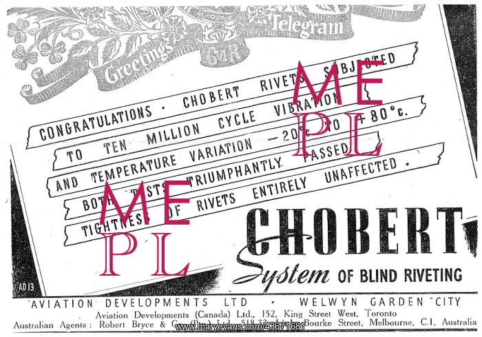 : Aviation Developments - Chobert Blind Riveting System : Aviation Developments - Chobert Blind Riveting System