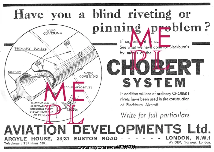 : Aviation Developments Chobert Riveting System 1939 : Aviation Developments Chobert Riveting System 1939