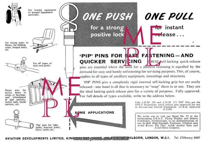 : Aviation Developments. Pip-Pins, Avlok Nuts : Aviation Developments. Pip-Pins, Avlok Nuts