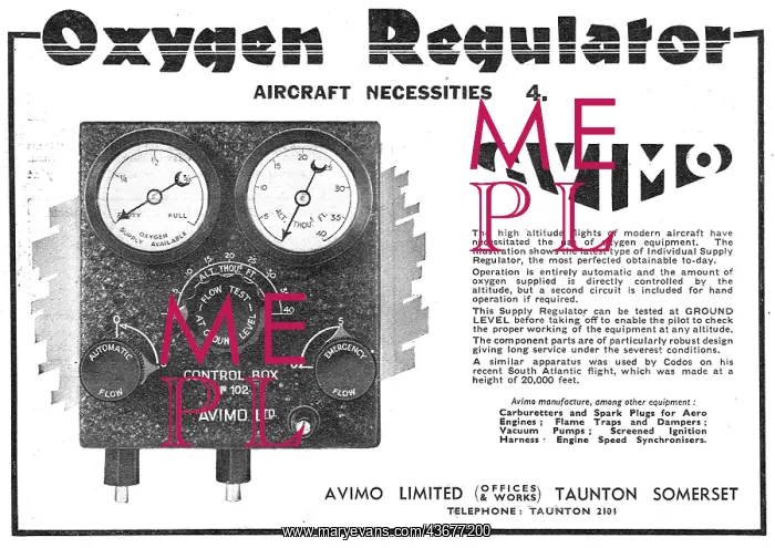 : Avimo Aircraft Oxygen Regulator : Avimo Aircraft Oxygen Regulator