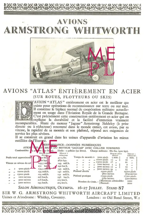 : Avions Armstrong Whitworth - Atlas : Avions Armstrong Whitworth - Atlas