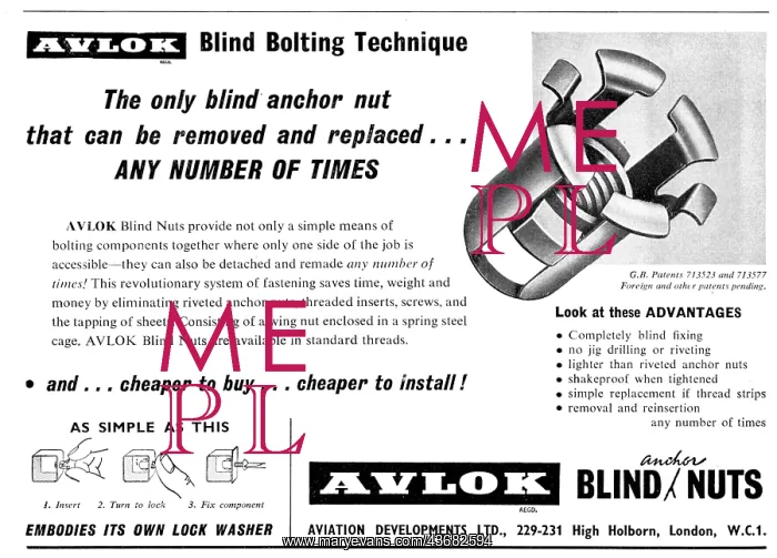 : Avlok Aviation Developments. Avdel Riveting System. Pip-Pins : Avlok Aviation Developments. Avdel Riveting System. Pip-Pins