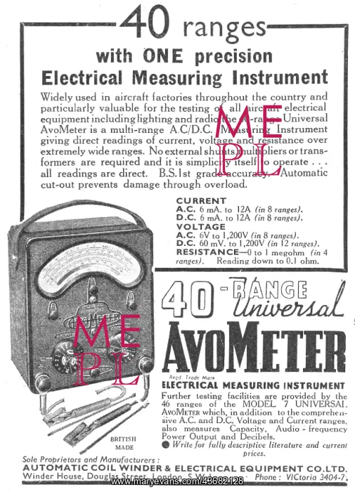 : AVO 40 Range Universal AvoMeter : AVO 40 Range Universal AvoMeter