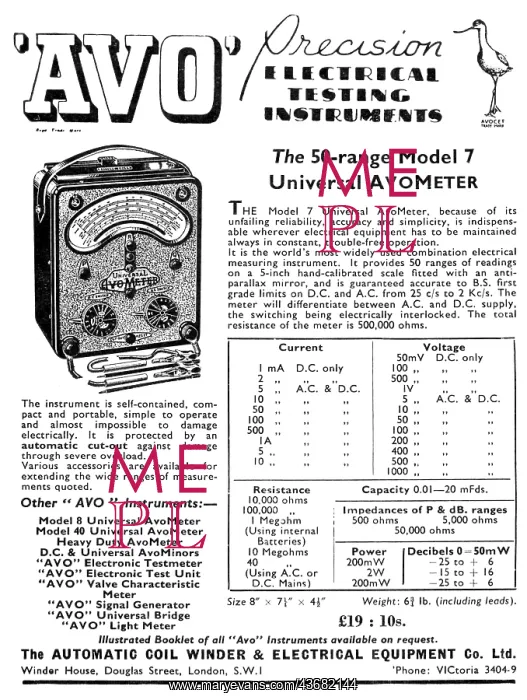 : AVO Model 7 AvoMeter : AVO Model 7 AvoMeter