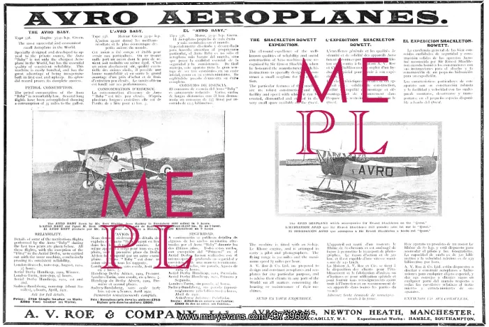 : Avro Aeroplanes. Seaplane & Landplane Range : Avro Aeroplanes. Seaplane & Landplane Range