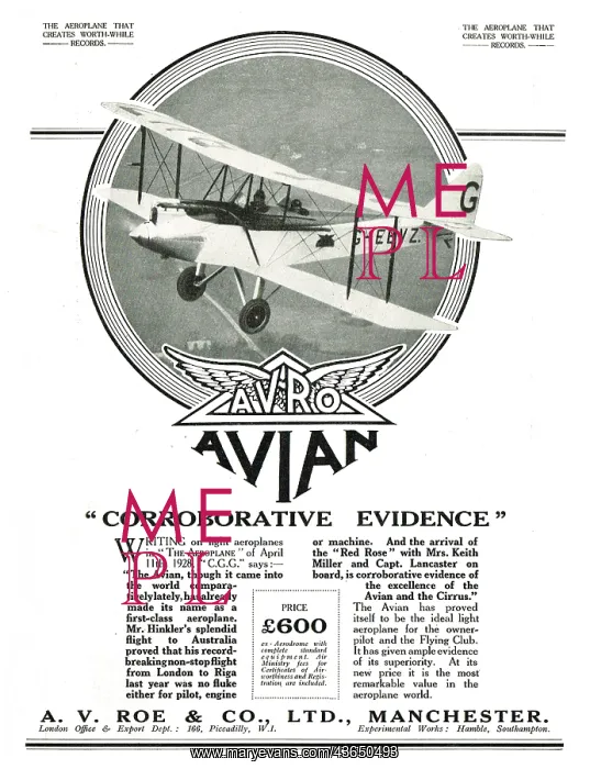 : Avro Avian - The Aeroplane That Creates Worth-While Records : Avro Avian - The Aeroplane That Creates Worth-While Records