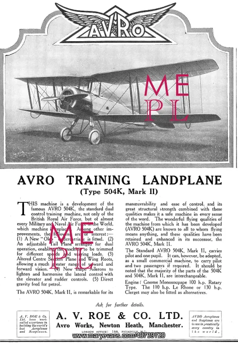 : Avro Training Landplane Type 504K, Mark II : Avro Training Landplane Type 504K, Mark II