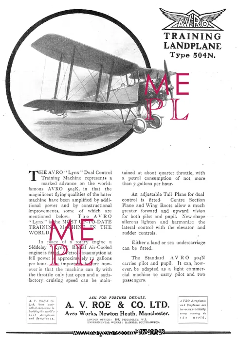 : Avro Training Landplane Type 504N : Avro Training Landplane Type 504N