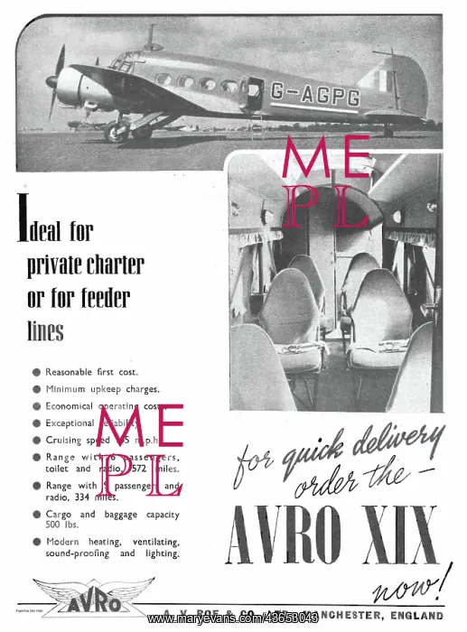 : Avro XIX. Feeder Liner. G-AGPG : Avro XIX. Feeder Liner. G-AGPG