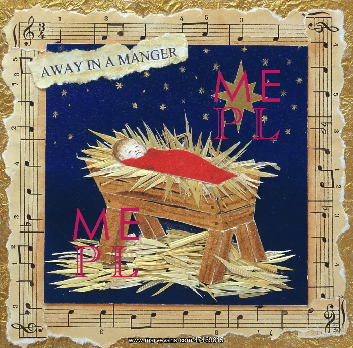 : Away in a Manger ? music note border : Away in a Manger ? music note border