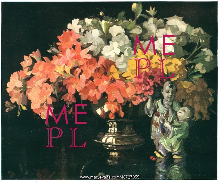 : Azaleas. A still life painting of a metal vase : Azaleas. A still life painting of a metal vase