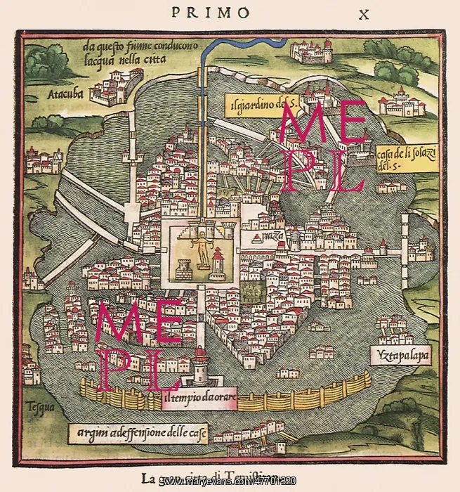 : Aztec Capital with Water 1528 : Aztec Capital with Water 1528