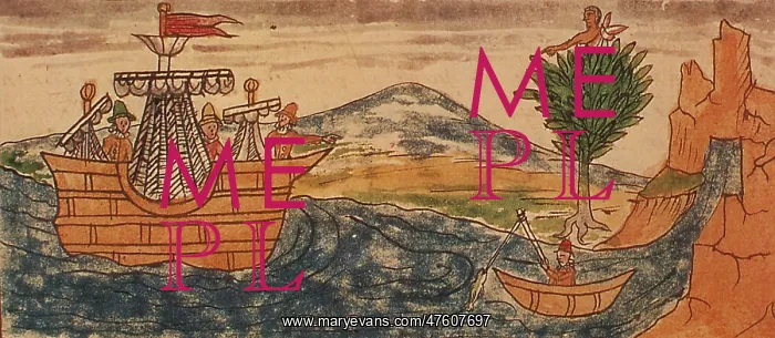 : Aztec Guard Spots Spanish Ship, 1519 : Aztec Guard Spots Spanish Ship, 1519