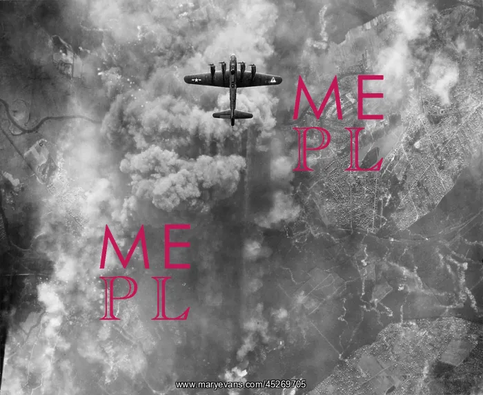 : B-17 bomber during an March 1945 bombing raid : B-17 bomber during an March 1945 bombing raid
