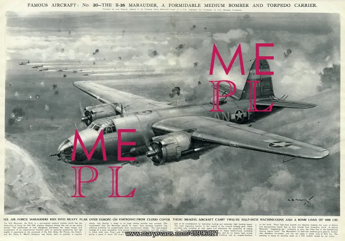 : B-26 Marauder Medium Bomber; Second World War, 1944 : B-26 Marauder Medium Bomber; Second World War, 1944