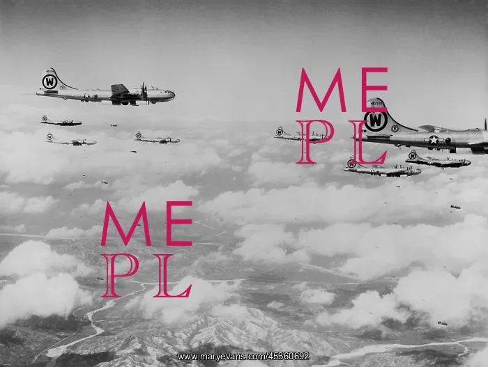 : B-29s formation is shown dropping bombs over enemy : B-29s formation is shown dropping bombs over enemy