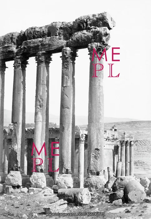  : Baalbec, the Great Pillars and Smaller Temple c1857