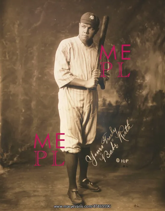: Babe Ruth, portrait, in baseball uniform, holding baseball bat : Babe Ruth, portrait, in baseball uniform, holding baseball bat