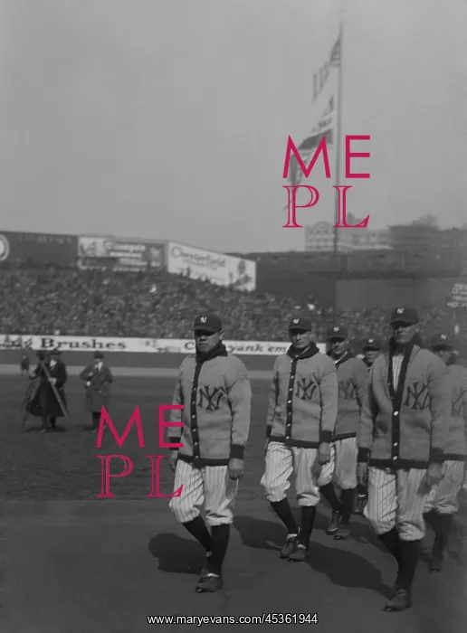  : Babe Ruth and teammates marching at the opening