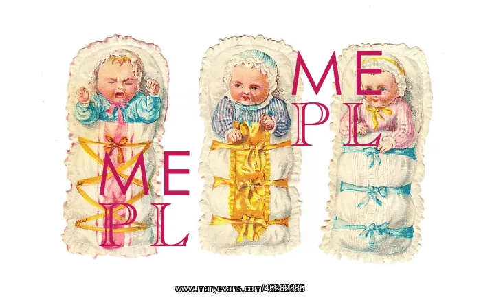  : Babies in cradles on three Victorian scraps
