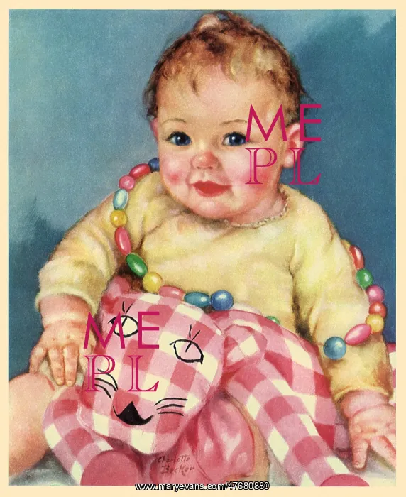 : Baby with Beads and Toy Cat : Baby with Beads and Toy Cat
