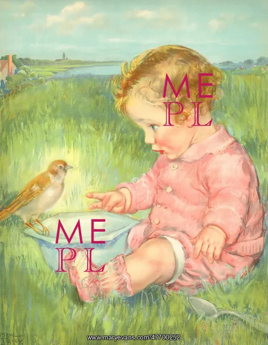 : Baby with Bird on Bowl : Baby with Bird on Bowl