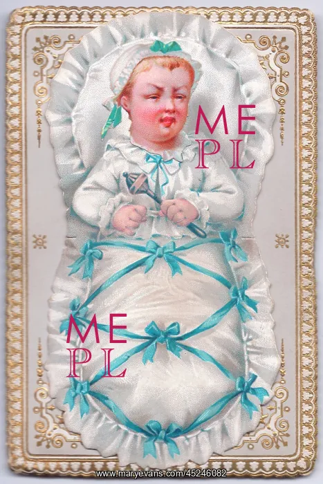 : Baby in a cot on an audible greetings card : Baby in a cot on an audible greetings card