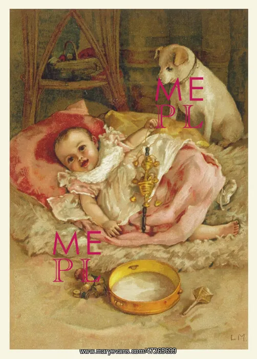 : BABY WITH RATTLE C1890 : BABY WITH RATTLE C1890