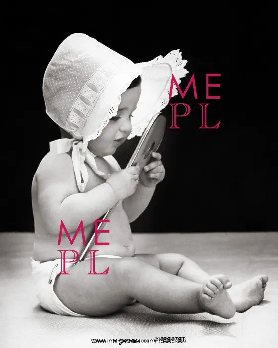 : Baby Wearing Bonnet Looking into : Baby Wearing Bonnet Looking into