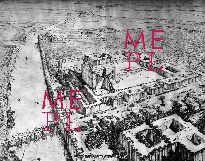 : Babylon. Reconstruction sketch of Babylon from bird's eye view : Babylon. Reconstruction sketch of Babylon from bird's eye view