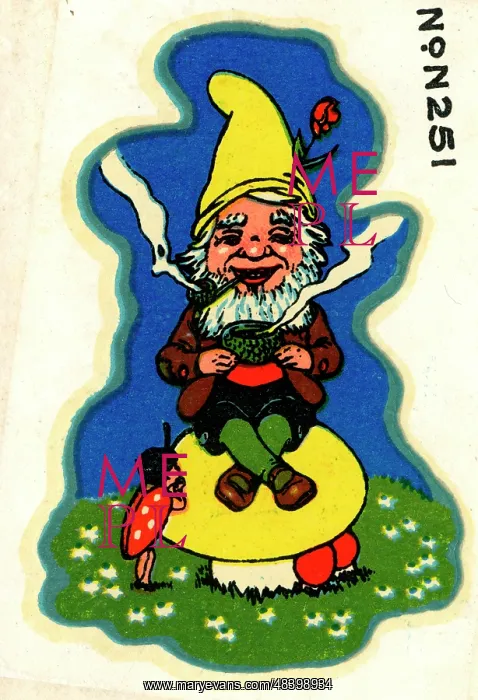  : Baby's cot transfer, Gnome sitting on a toadstool