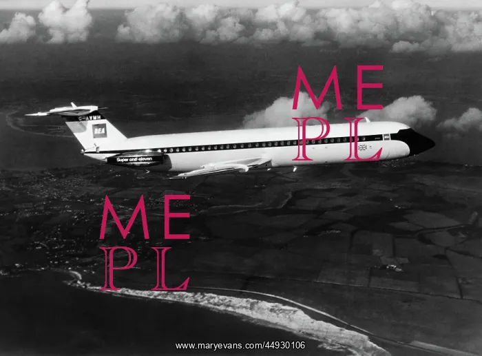 : BAC 1-11. Bea BAC 1-11 Super One-Eleven Airliner Flying over the Southern : BAC 1-11. Bea BAC 1-11 Super One-Eleven Airliner Flying over the Southern