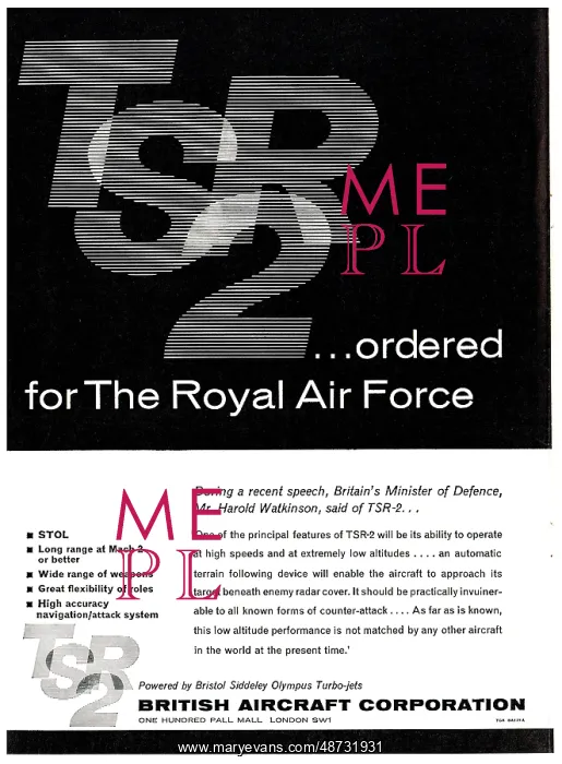 : BAC TSR-2 Ordered For The Royal Air Force : BAC TSR-2 Ordered For The Royal Air Force