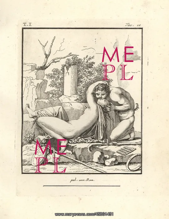 : A bacchant surprised by a faun in a desolate mountain spot : A bacchant surprised by a faun in a desolate mountain spot