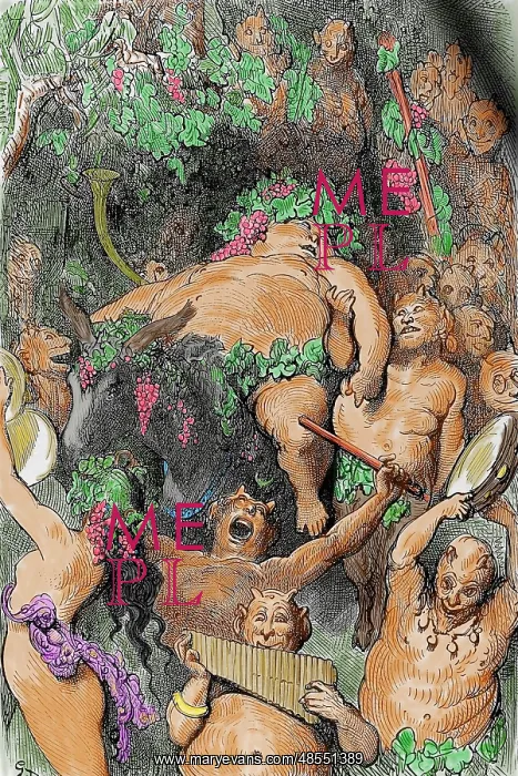 : Bacchus. Engraving by G. Dore. Colored : Bacchus. Engraving by G. Dore. Colored