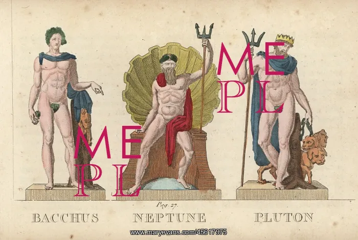 : Bacchus, Neptune and Pluto, Roman gods : Bacchus, Neptune and Pluto, Roman gods