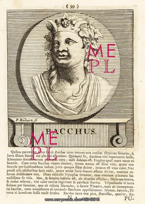 : Bacchus, Roman god of grape-harvest, wine and ritual madness : Bacchus, Roman god of grape-harvest, wine and ritual madness