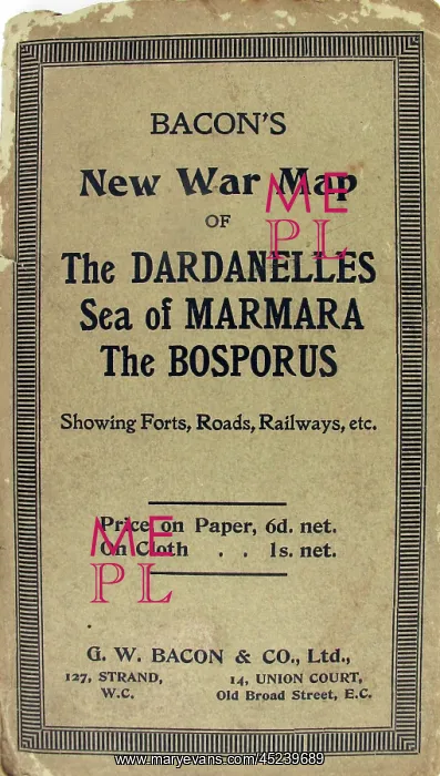 : Bacon's New War Map of The Dardanelles : Bacon's New War Map of The Dardanelles