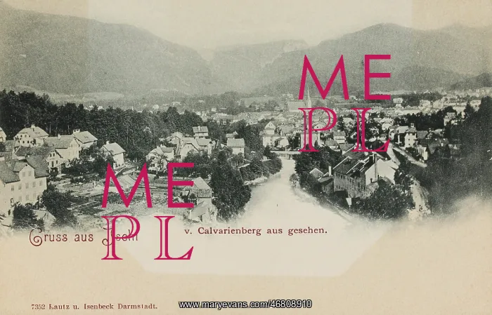 : Bad Ischl (Upper Austria). View from the Calvary to the Traun and the village : Bad Ischl (Upper Austria). View from the Calvary to the Traun and the village