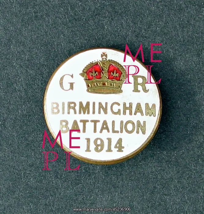 : Badge with G R and Crown, Birmingham Battalion : Badge with G R and Crown, Birmingham Battalion