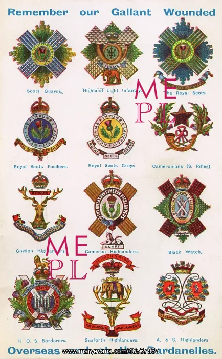 : Badges of Scottish Regiments - World War One : Badges of Scottish Regiments - World War One