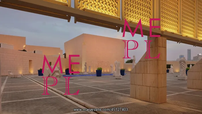 : Bahrain National Museum and sculpture courtyard : Bahrain National Museum and sculpture courtyard