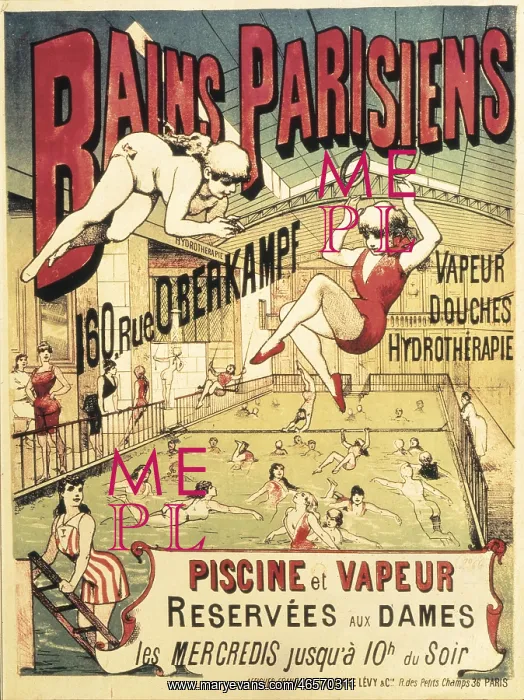 : Bains Parisiens. Advertisment marking the time : Bains Parisiens. Advertisment marking the time
