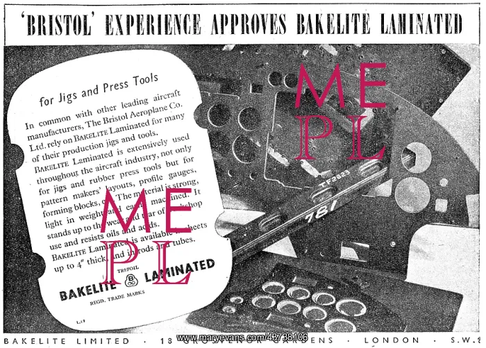 : Bakelite Laminated For Jigs & Press Tools - 1950 Advert : Bakelite Laminated For Jigs & Press Tools - 1950 Advert