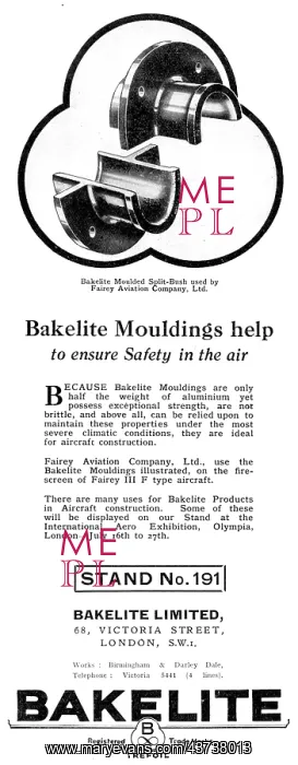 : Bakelite Mouldings For Aircraft 1929 : Bakelite Mouldings For Aircraft 1929